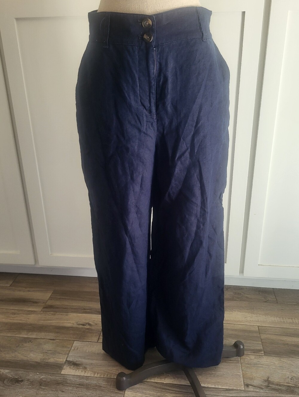 Boden Navy Wide-Leg 100% Linen Pants Dize 8